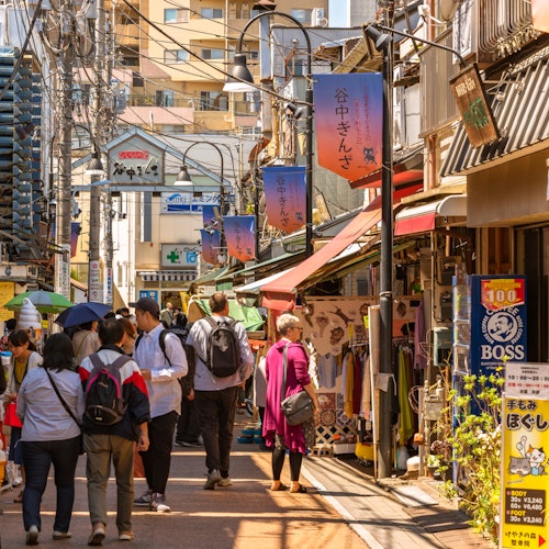 Yanaka Ginza famous for its old-fashioned traditional stores and mascot cat named Sen Yanaka Ginza