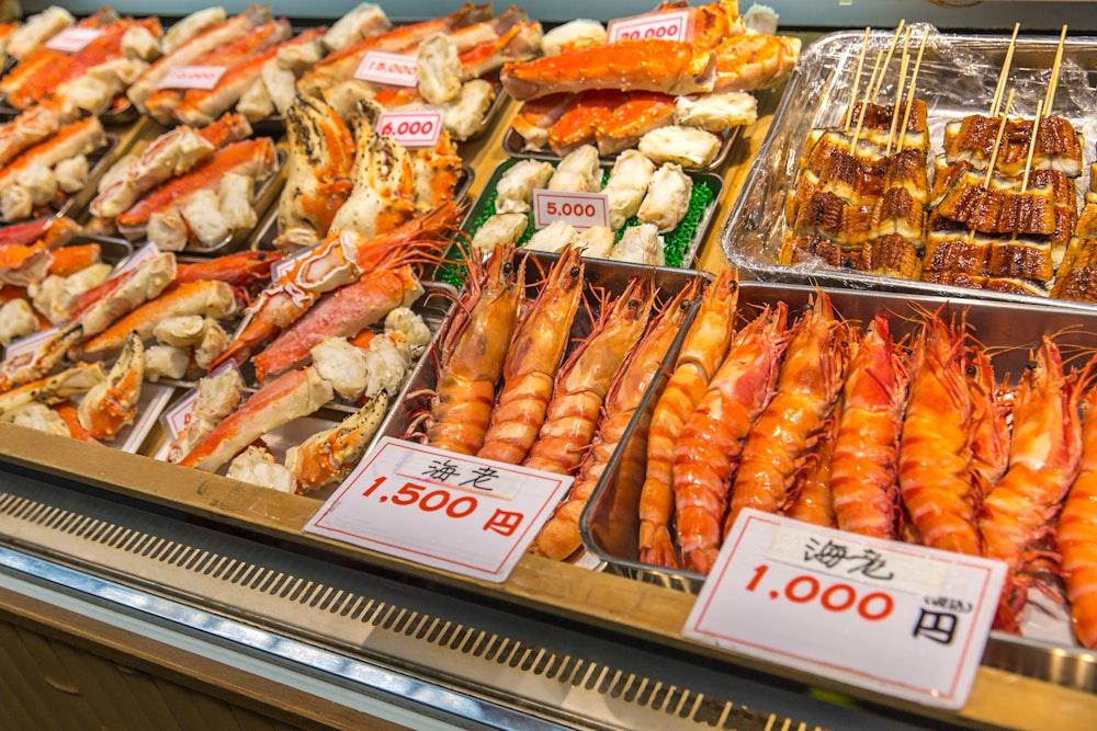 Fresh Seafoods at Kuromon Ichiba Market