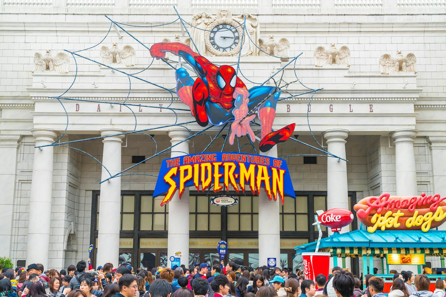 Spiderman ride at Universal Globe outside the Universal Studios Theme Park in Osaka, Japan
