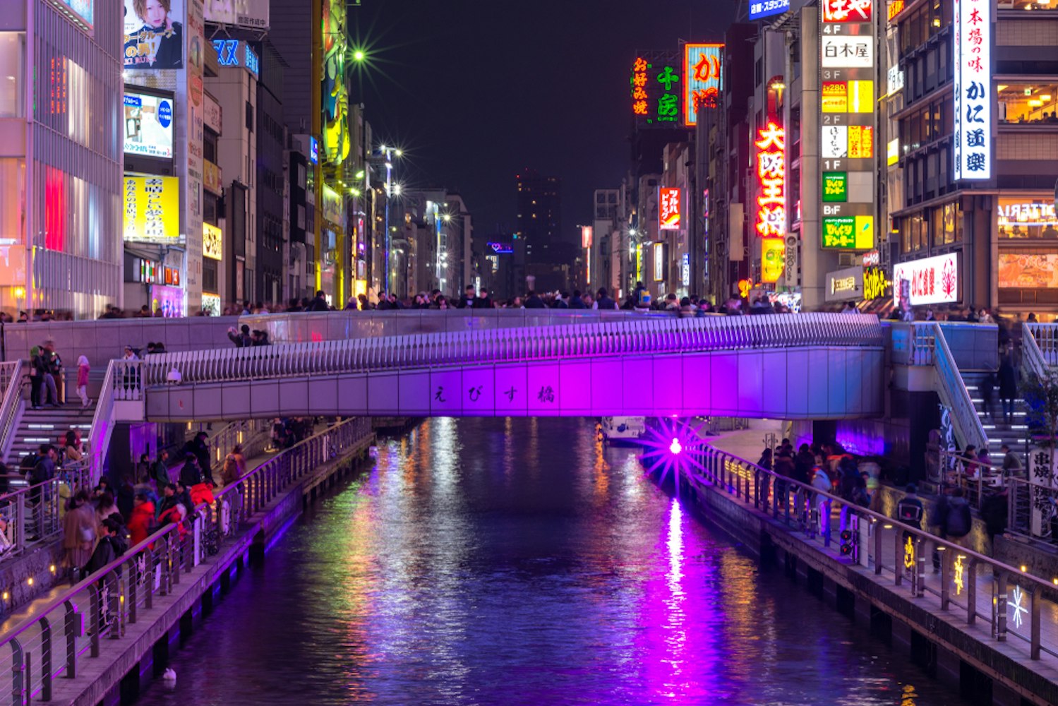 Neon-illuminated Dotonbori Canal