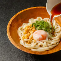 Chilled udon (Japanese wheat noodle dish) Chilled udon (Japanese wheat noodle dish)