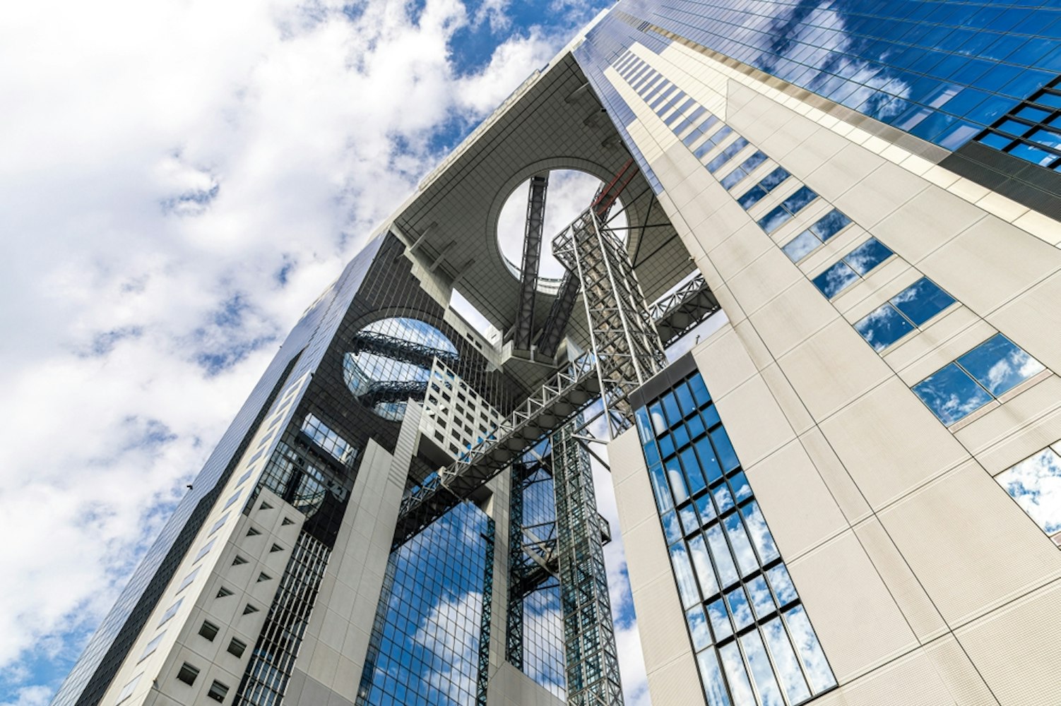 Umeda Sky Building In Osaka Seen From Below