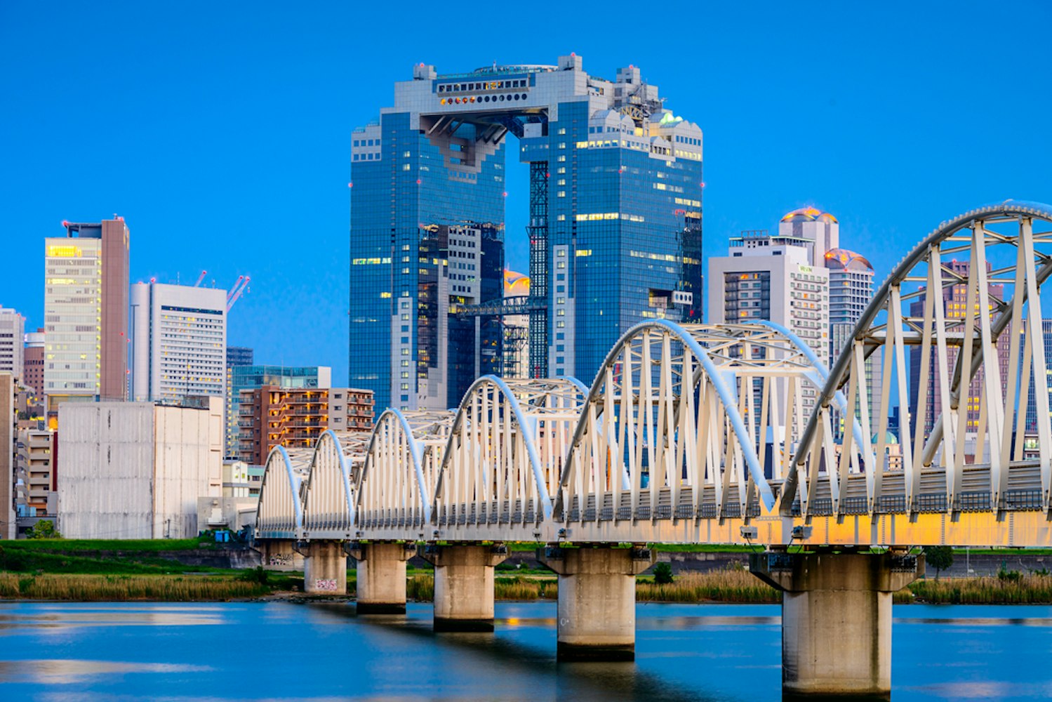 Japan Skyline On The Yodogawa River