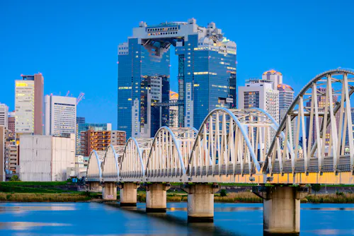 Japan Skyline On The Yodogawa River