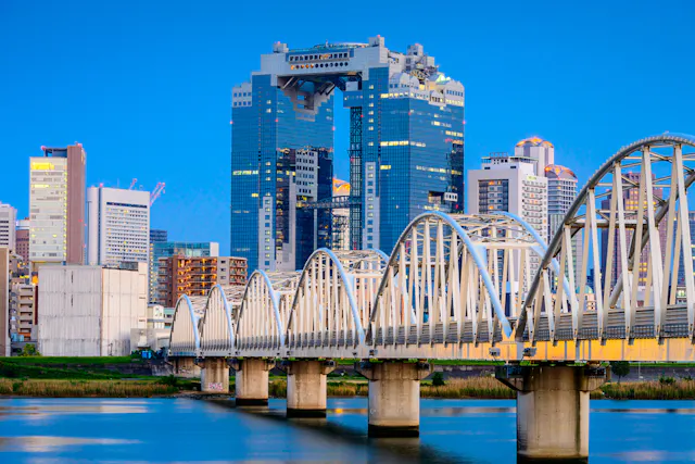 Japan Skyline On The Yodogawa River