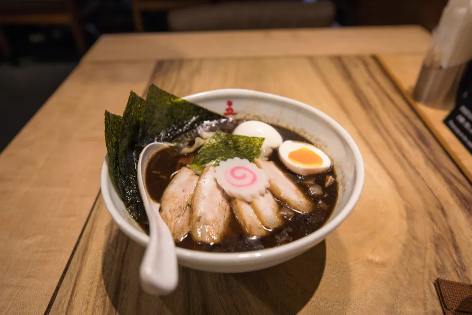 Special burnt black soup ramen in kyoto