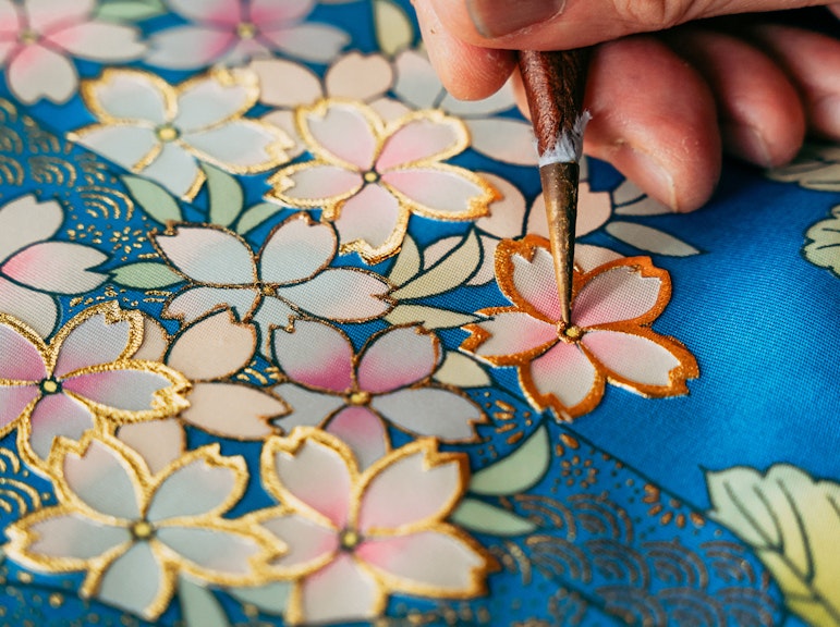 京都着物職人ワークショップと金箔工芸体験