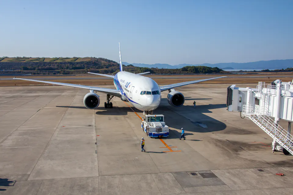 Airplane in airport of Nagasaki
