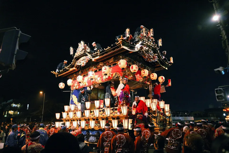 Parade lantern float event at Chichibu Night Festival in Japan