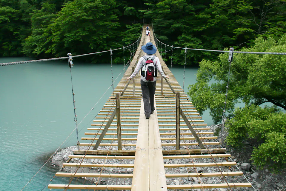 Yumenotsuribashi(suspened bridge of dream）in Sumata Gorge, Shizuoka Prefecture, Japan