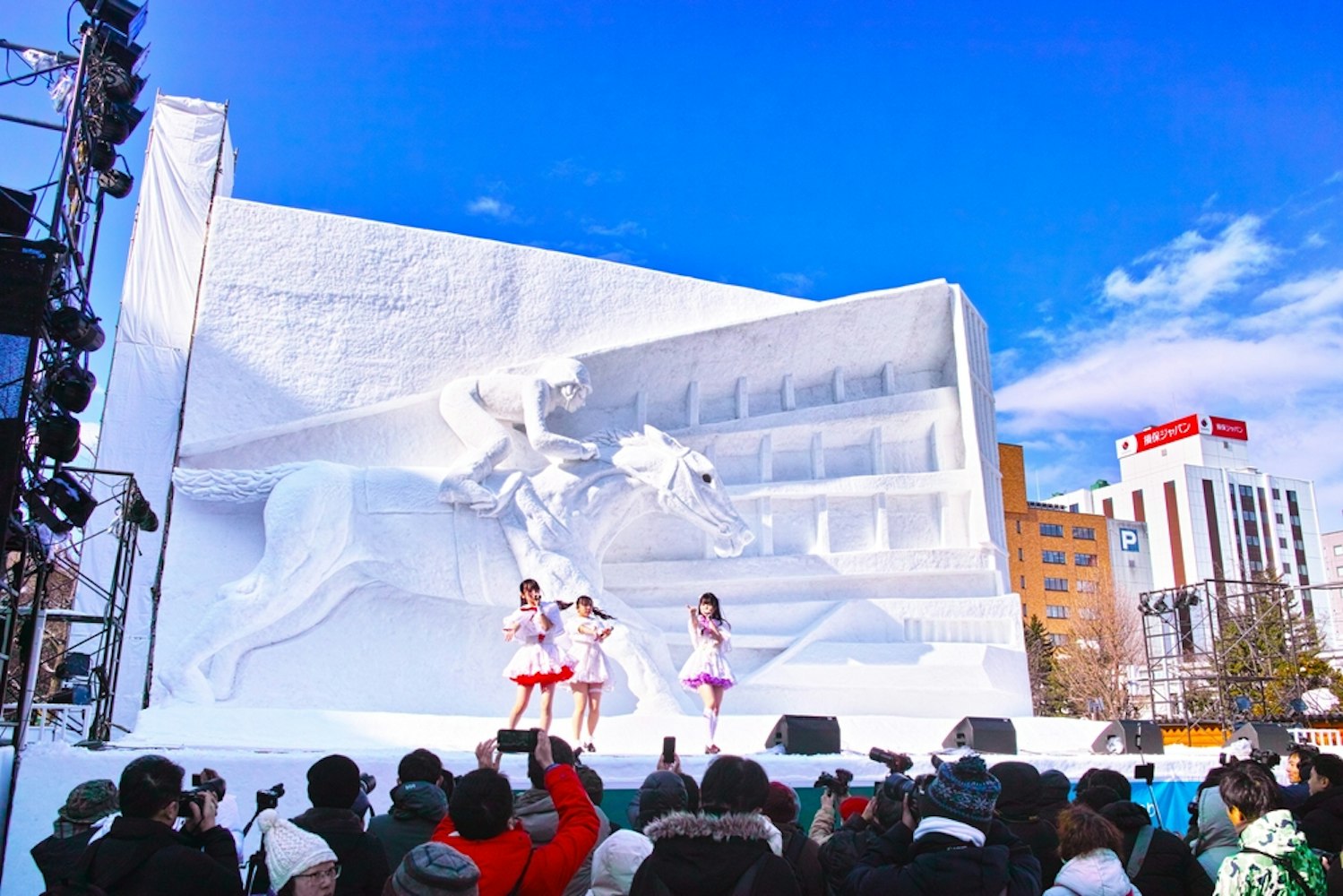 Golden Kamuy character snow sculptures at the Sapporo Snow Festival