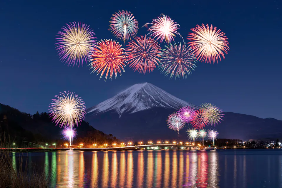 Kawaguchiko Winter Fireworks