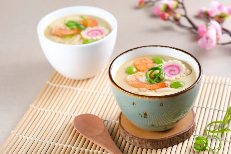 Chawanmushi, traditional appetizer Japanese savory steamed egg custard