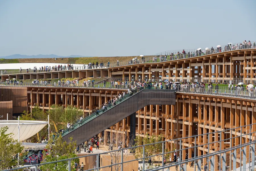 The Grand Ring (Oyane Ring) structure, a main landmark at the Osaka-Kansai Expo 2025 venue