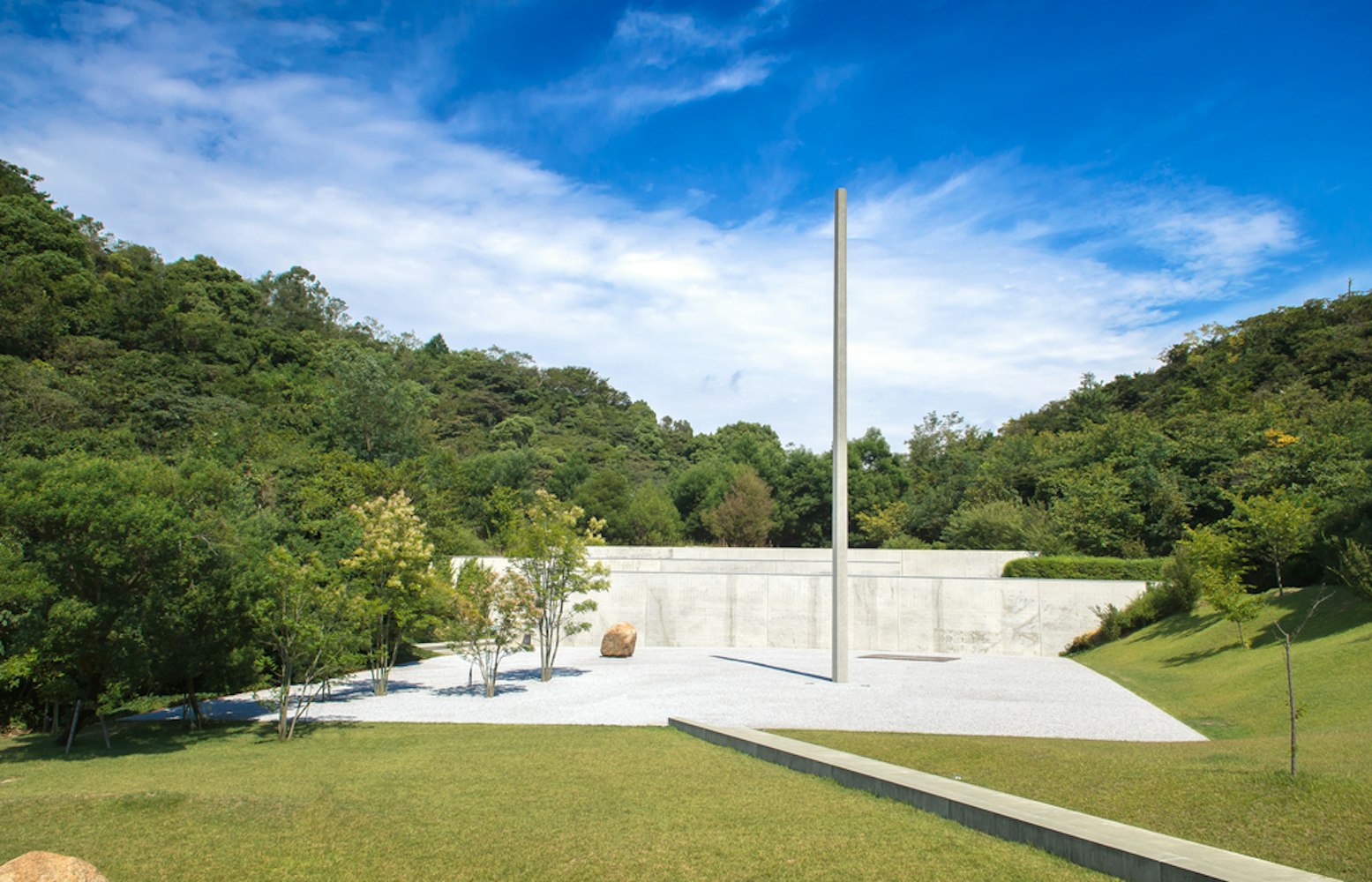 Lee Ufan Museum outdoor artworks at Correspondence Place, designed by the world famed architect Tadao Ando at Benesse, Naoshima