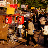 Scenery of stalls in Nakasu in Hakata , Fukuoka Scenery of stalls in Nakasu in Hakata , Fukuoka