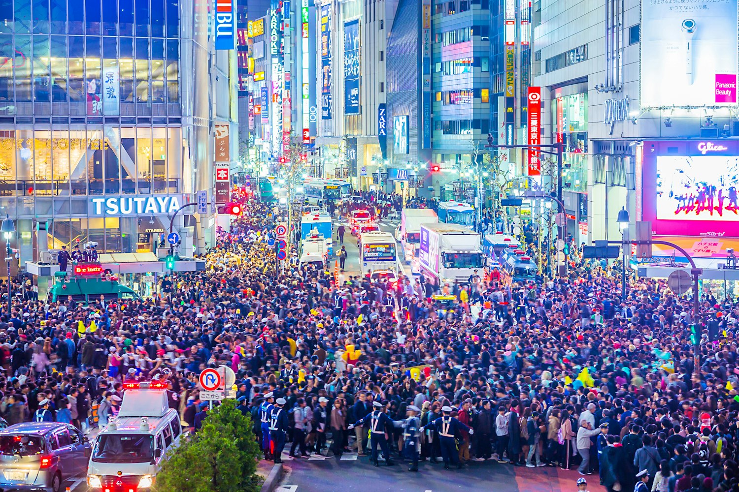 Tokyo Shibuya Station Scramble intersection on the day of Halloween (end of October)