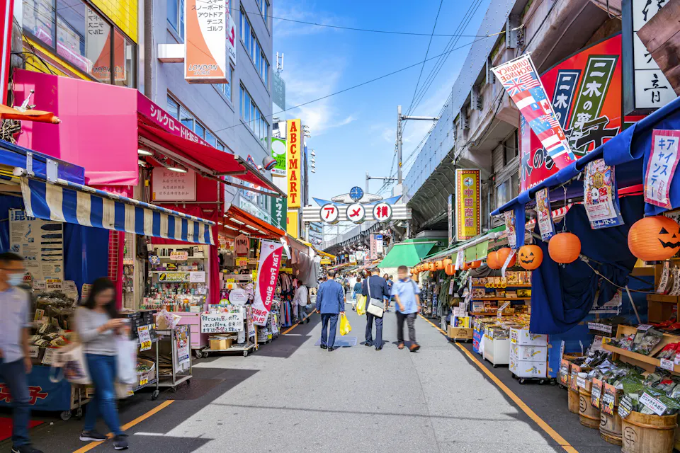 Ameyoko Shopping Street in Ueno, which is crowded with many people Ameyoko Shopping Street in Ueno, which is crowded with many people