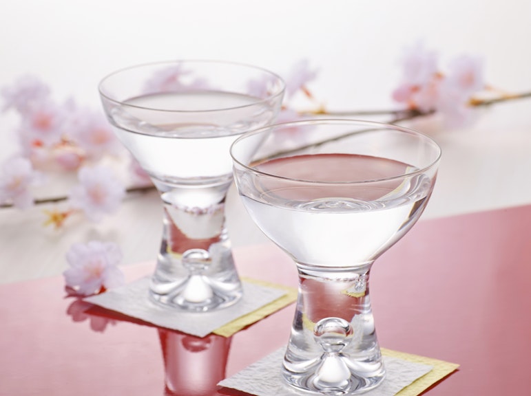 新宿での桜と日本酒の試飲