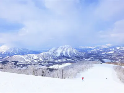 Beautiful mountains and Ski slope of Rusutsu ski resort in Hokkaido Japan Beautiful mountains and Ski slope of Rusutsu ski resort in Hokkaido Japan