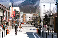 Yufuin Eki Mae, Ekimae Dori Street from Yufuin Station access Yufuin Floral Village