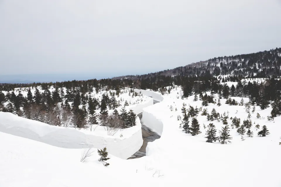 Hakkoda snow wall also known as The Golden Line in Aomori Prefecture Hakkoda snow wall also known as The Golden Line in Aomori Prefecture