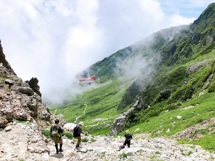 Summer Hiking Trail in the Japanese Alps at Senjojiki Cirque with Scenic Mountain View