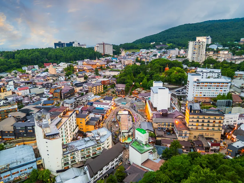 Kusatsu Onsen, Gunma Prefecture, Japan at twilight Kusatsu Onsen, Gunma Prefecture, Japan at twilight