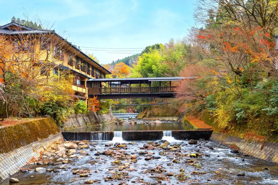 The town's lanes are lined by ryokan, public bath houses, attractive shops and cafes The town's lanes are lined by ryokan, public bath houses, attractive shops and cafes