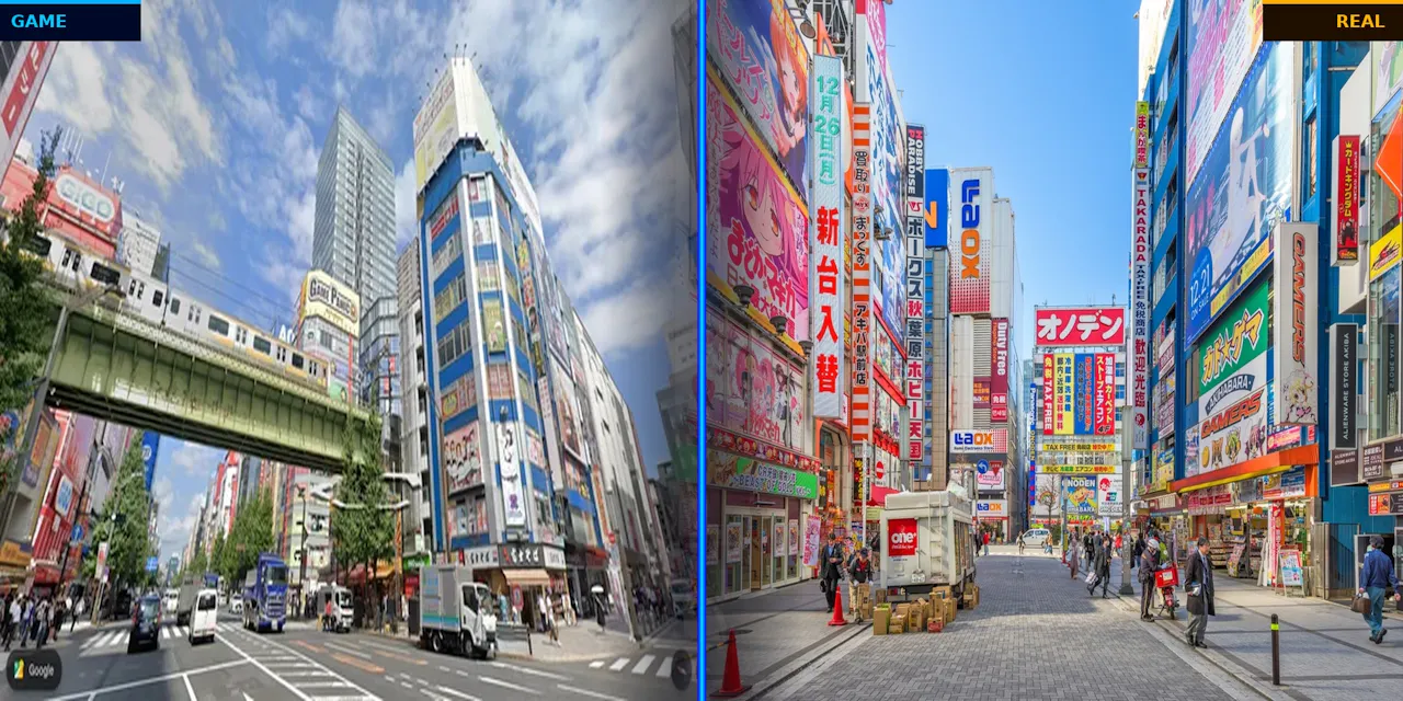 Akihabara in Forza Horizon 6 vs. Real Life