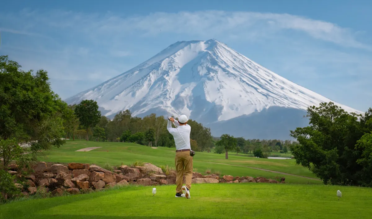 golf course with Fuji mt
