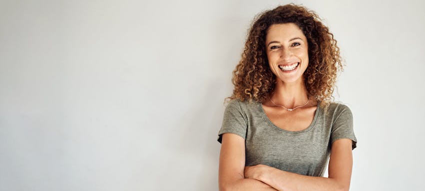 Woman with very curly hair