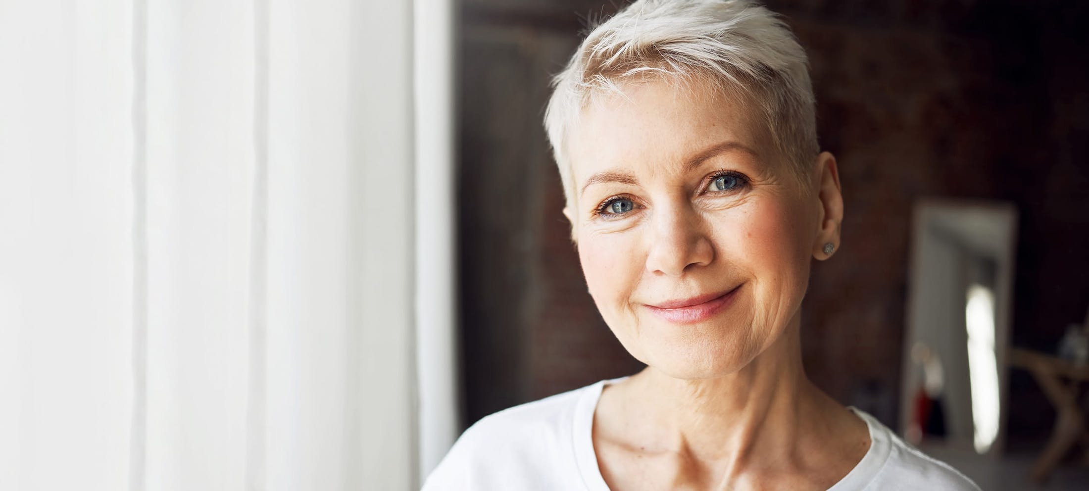 Woman with very short hair