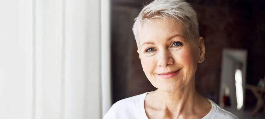 Woman with very short hair
