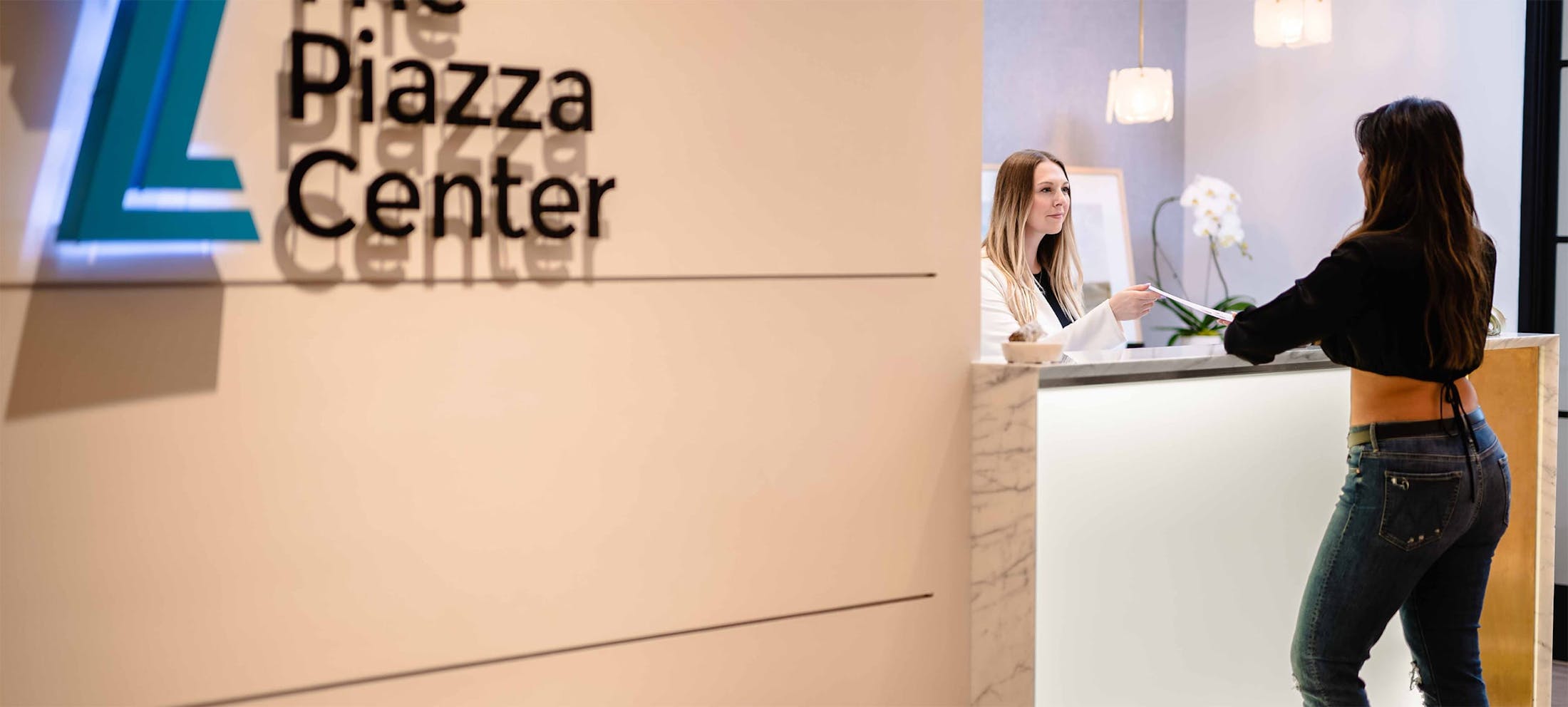 Front desk at The Piazza Center