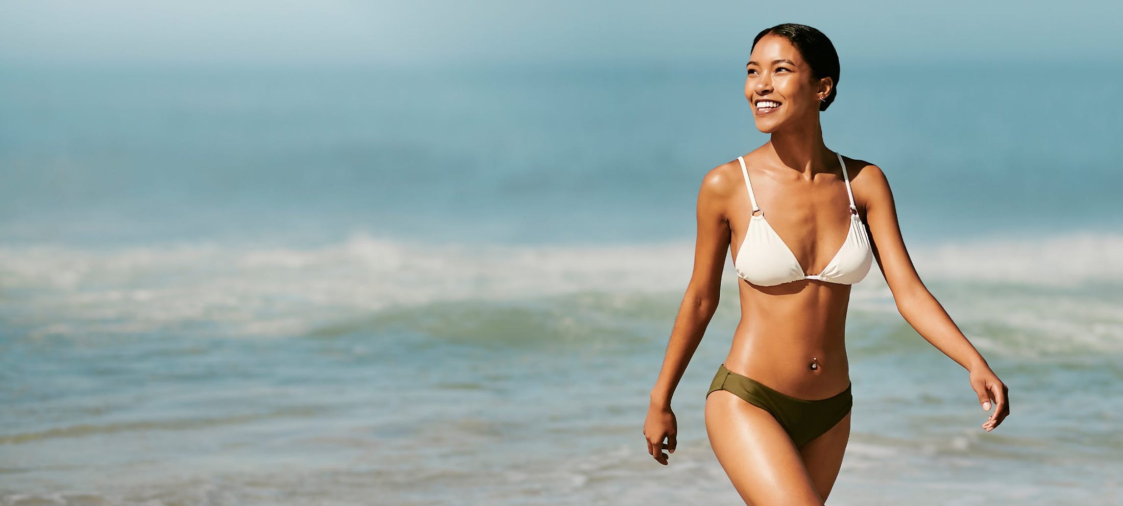 Woman at the beach in a bikini