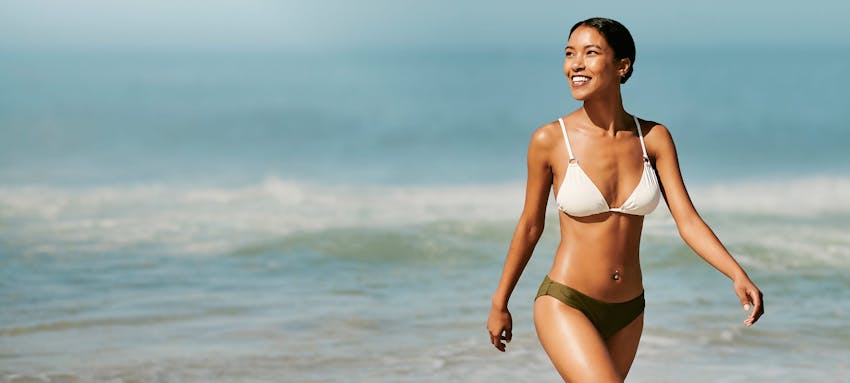 Woman at the beach in a bikini