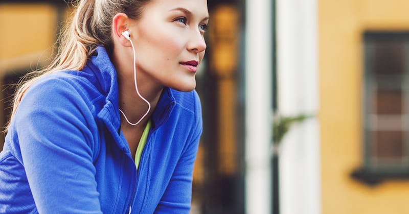 woman wearing headphones