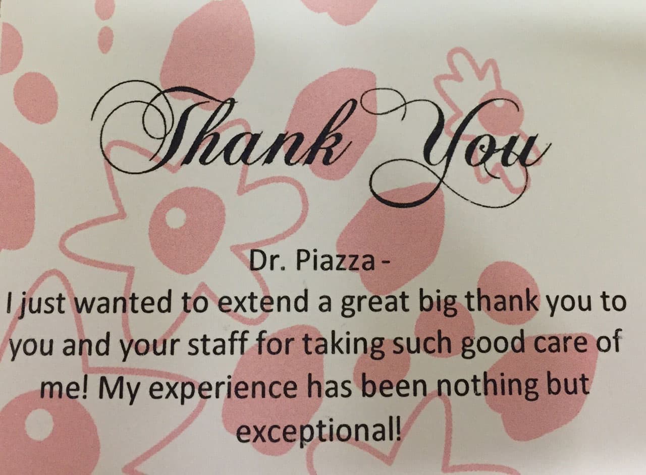 thank you letter to The Piazza Center