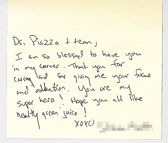 thank you letter to The Piazza Center