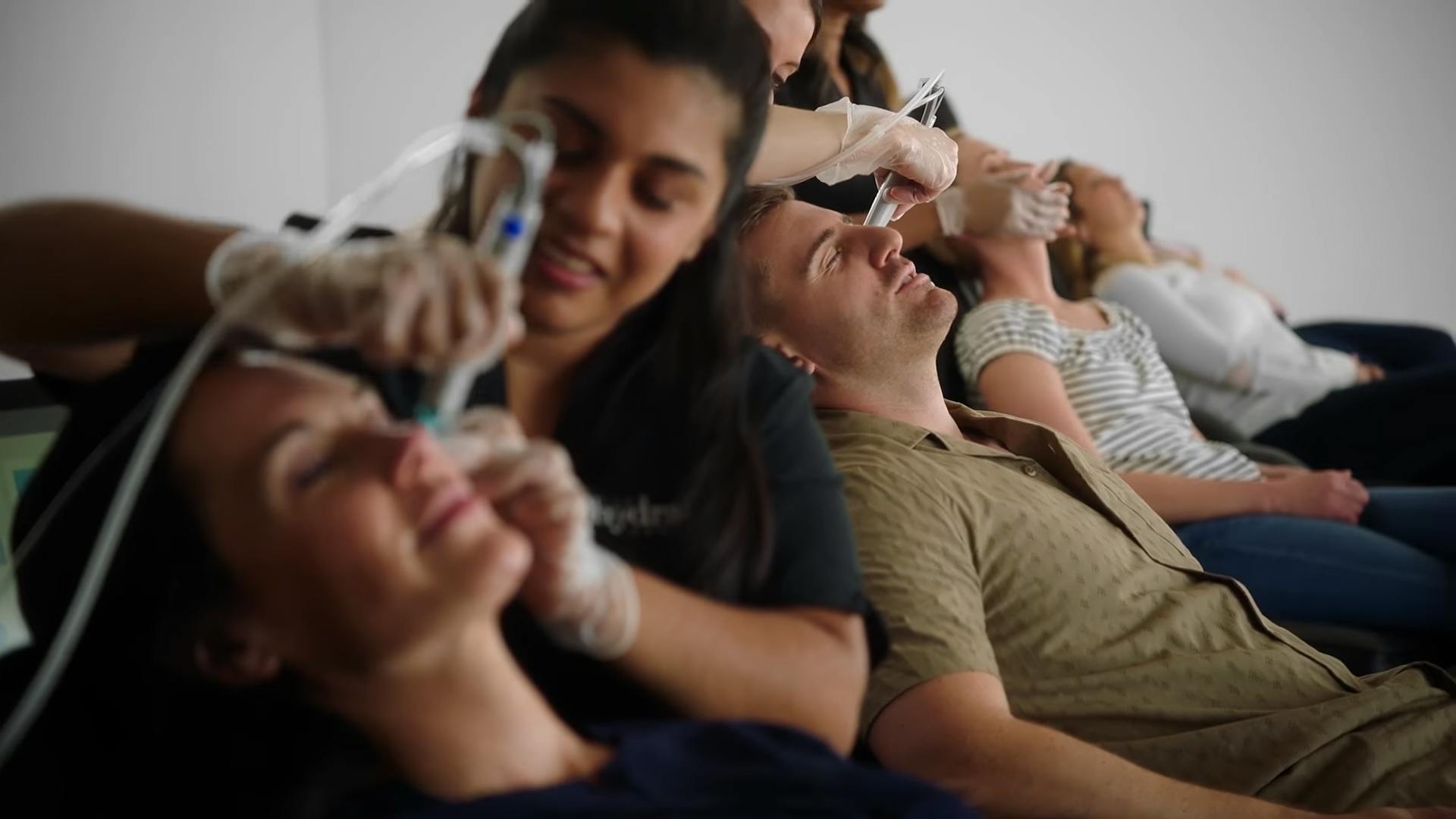 Multiple patients receiving HydraFacial treatments at The Piazza Center in Austin