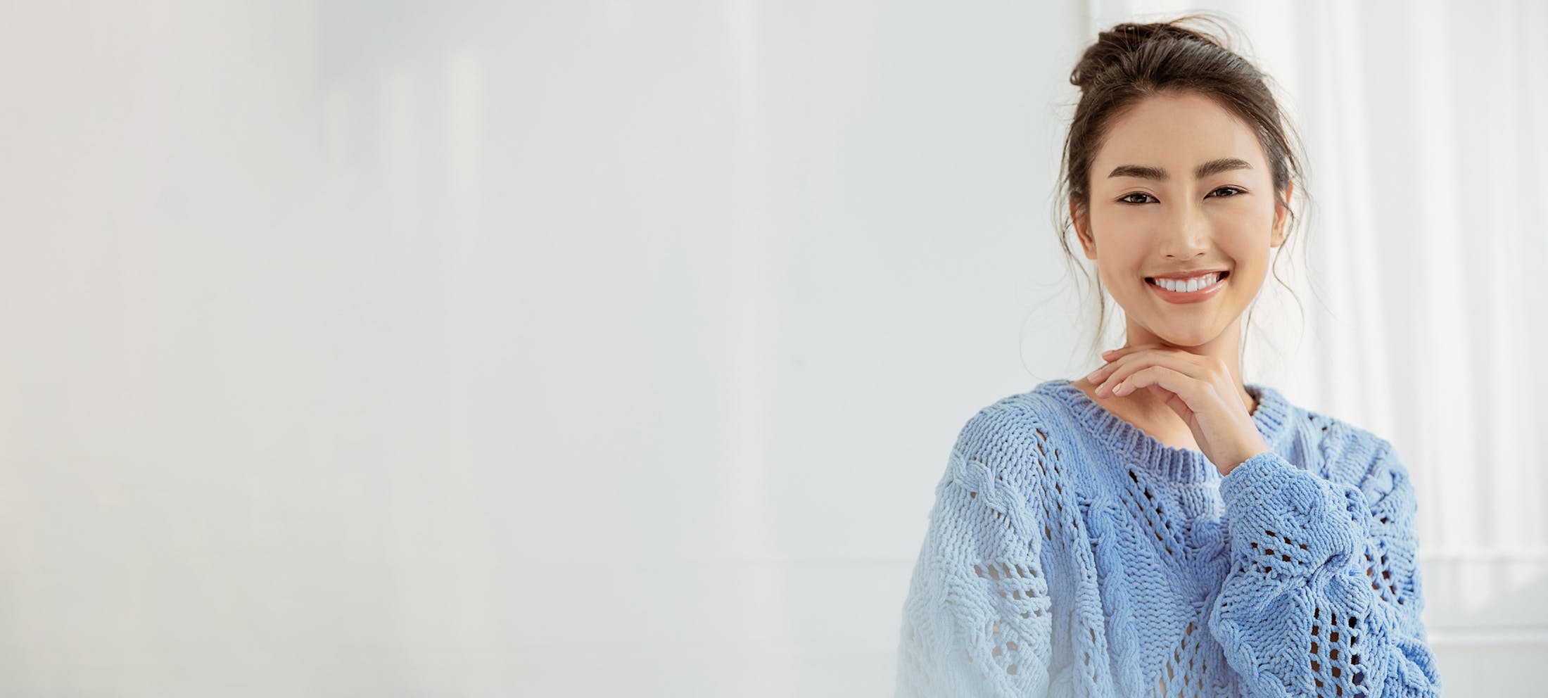Woman in a blue sweater