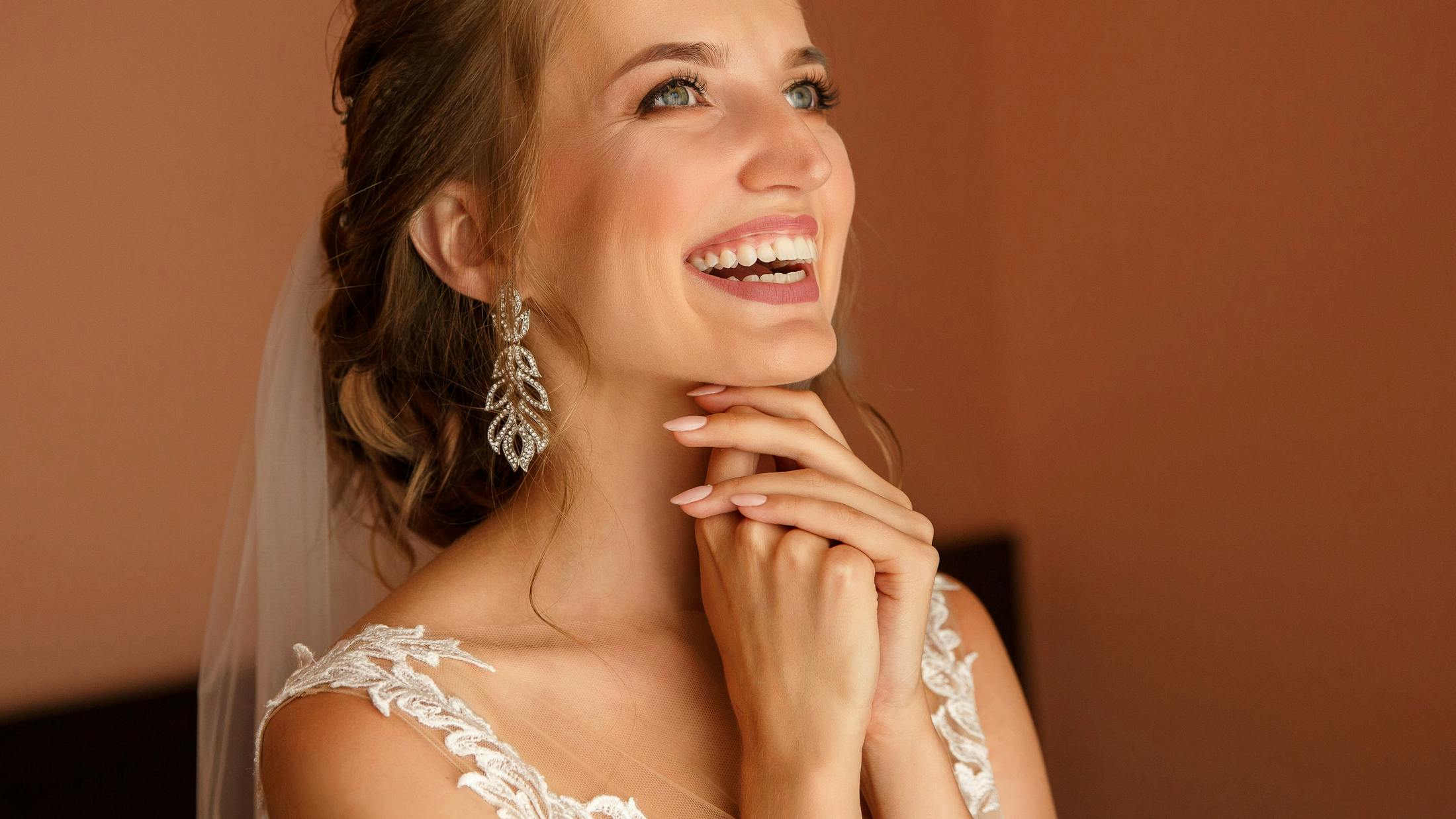 A bride smiling