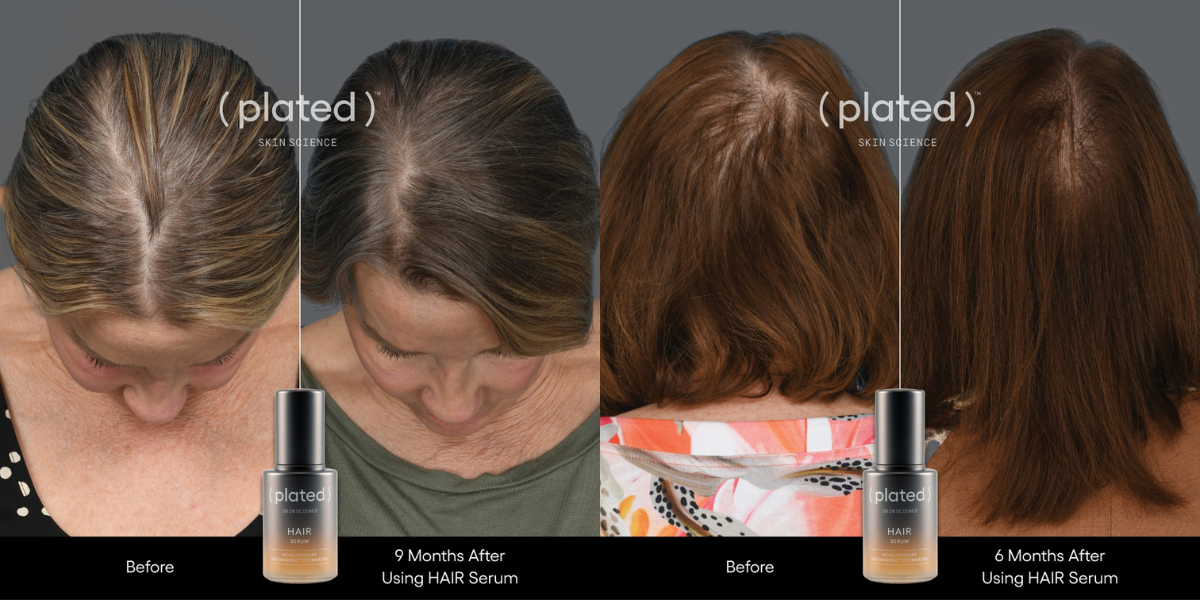 Plated hair serum biohacking for women
