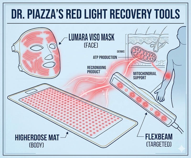 Image of Dr. Piazza's 3 favorite red light devices