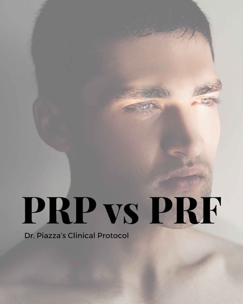 Image of man describing difference between PRP and PRF injections