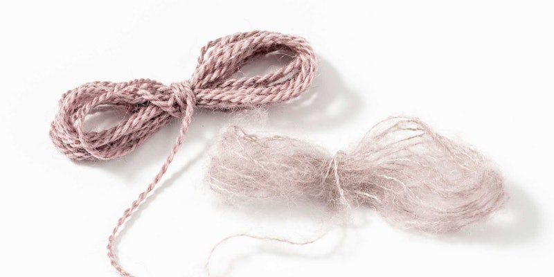 Alpaca blends can help you create the fabric you want. An alpaca/wool yarn (left) creates bouncy loft, and a brushed suri alpaca/silk yarn (right) creates bloom and shimmer. Photo by Matt Graves