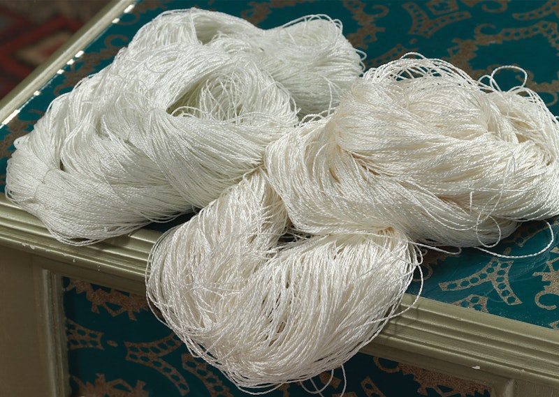 Beautiful silk yarn skeins show off this fiber's luster and beauty even before becoming knitted or woven fabric. Photo by Coleen Nimetz