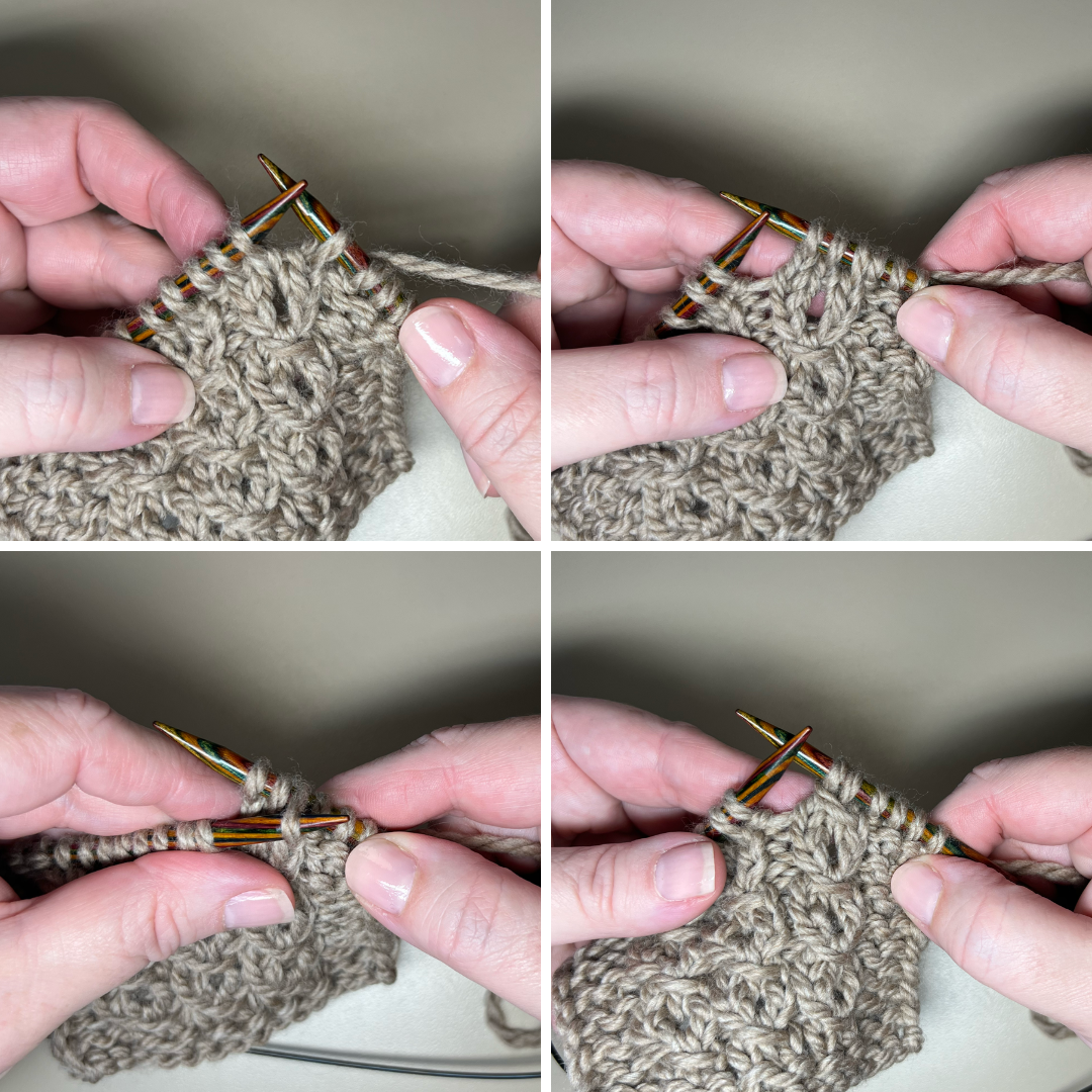 Step-by-step process of working a mock cable