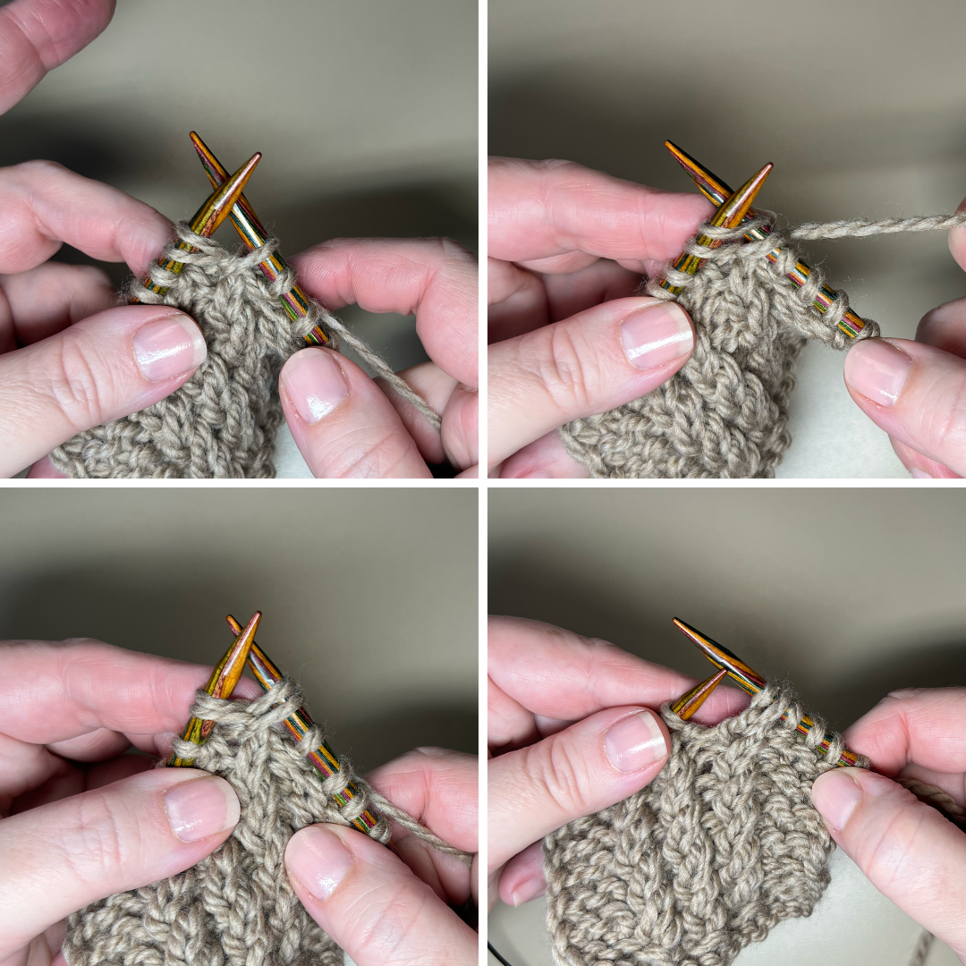 Step-by-step process of working a right twist